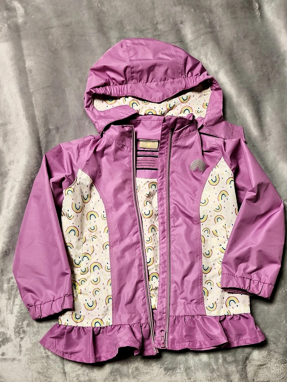 Lily & Dan Rainbow Rain Jacket in Pink Size XS